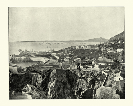 Antique photograph of Gibraltar, 19th Century