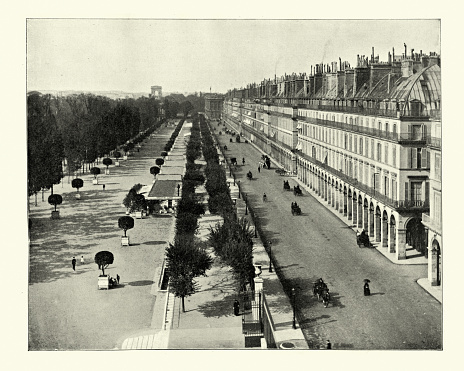 Antique photograph of Rue de Rivoli, Paris, France, 19th Century