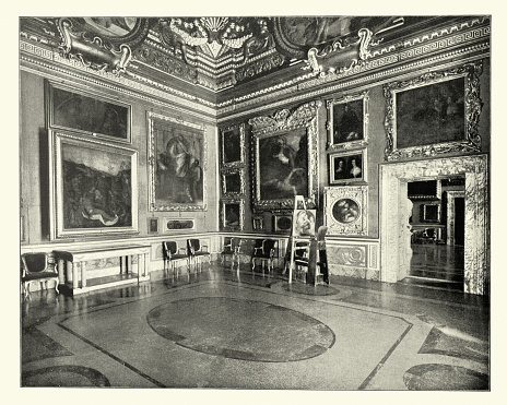 Antique photograph of Hall of Saturn, Pitti Palace, Florance, Italy, 19th Century