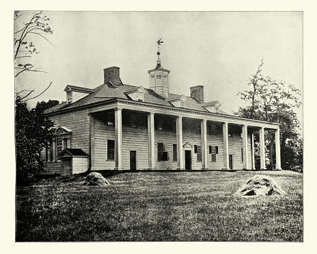 Antique photograph of Washington's home, Mount Vernon, Virginia, 19th Century