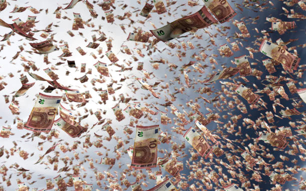 istock 3d rendering of money euros raining from the sky 1223835712