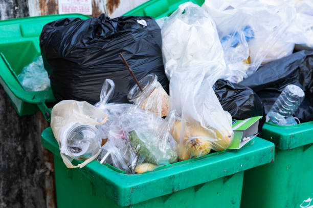 istock Overflowing garbage bins with household waste 1223838545