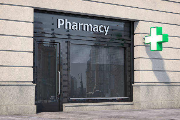 istock Pharmacy store or drugstore exterior design. 1223842708