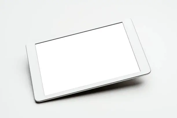 White screen digital tablet mockup, template on white background with clipping path.