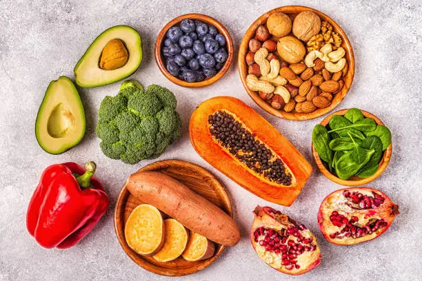 Photo of Anti-aging food - healthy fruits, vegetables, nuts