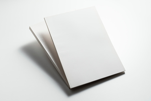 White blank magazine mockup, template on white background with clipping path