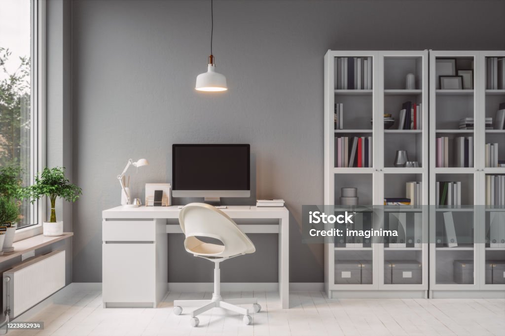 Modern Home Office Interior Interior of a modern home office. Home Office Stock Photo