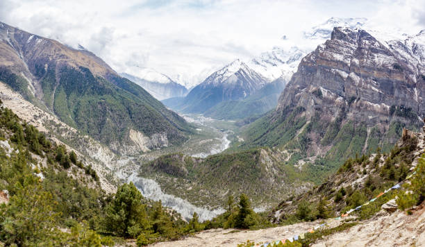 istock View on the Annapurna Mountain Range from Manang Valley on Annapruna Circuit 1223859853