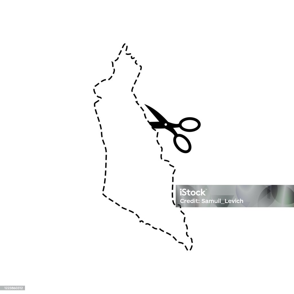 Scissors Israel Israel Map Scissors Cut Template Dashed Line Continents Of Israeli ...