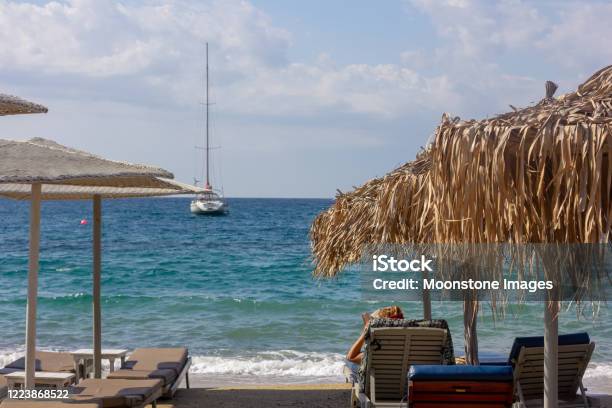 Ornos Beach In Mykonos Greece Stock Photo - Download Image Now - Beach, Aegean Islands, Aegean Sea