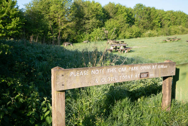 A car park sign in Lullingstone Country Park in Eynsford, England. This is a free to enter public park, open to everybody.