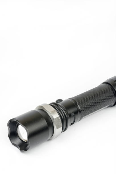 istock Black police torchlight over white background 1223870882
