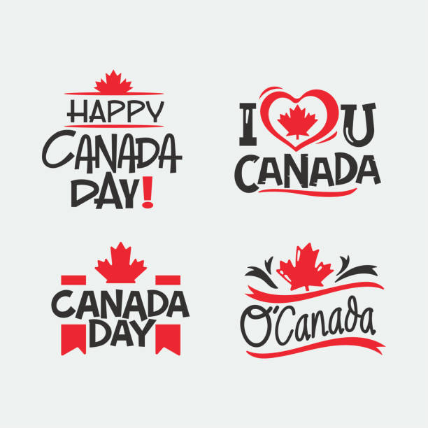 カナダの日ベクトルデザインのための手描きのレタリング引用符 - canada canadian culture leaf maple点のイラスト素材／クリップアート素材／マンガ素材／アイコン素材