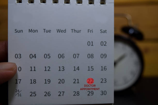 istock Appointment Dentist write on calendar. Date 22. Reminder or Schedule Concepts 1223875559
