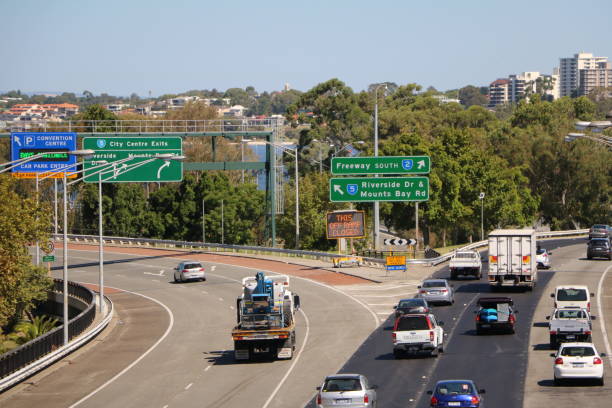istock Kwinana Freeway around Perth City at Swan River, Western Australia 1223875978
