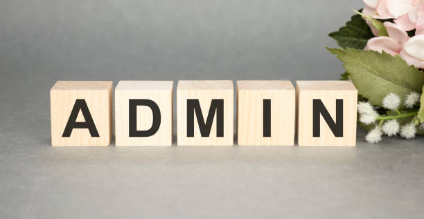 istock Admin login sign made of wood on a table 1223878954