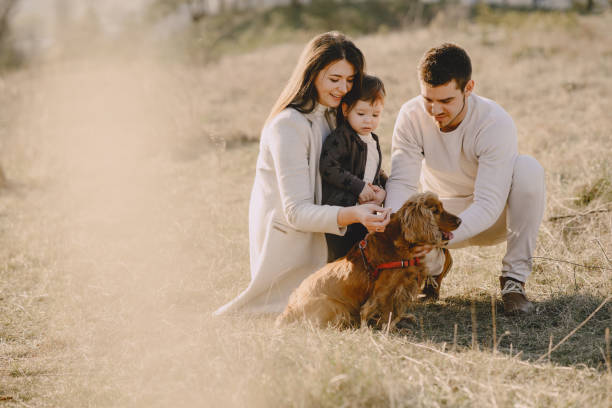istock Stylish family walking on a spring field 1223879579