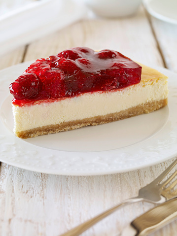 Close up raspberry cheesecake