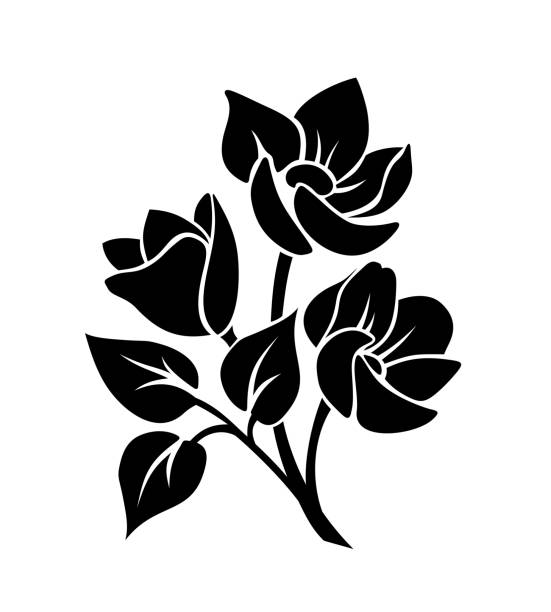 Black Silhouette Of Flowers Vector Illustration Stock Illustration -  Download Image Now - Flower, Stencil, White Color - iStock