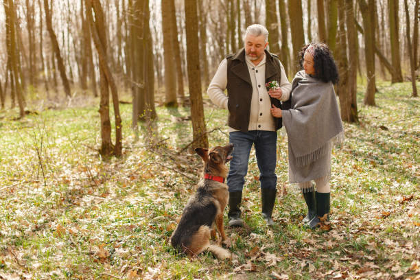istock Elegant adult couple in a spring forest 1223881777