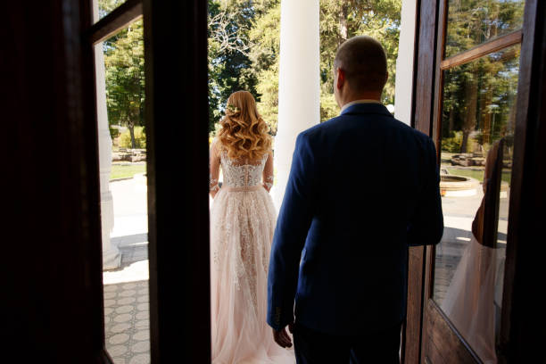 istock Wedding. First meeting of bride and groom 1223882635