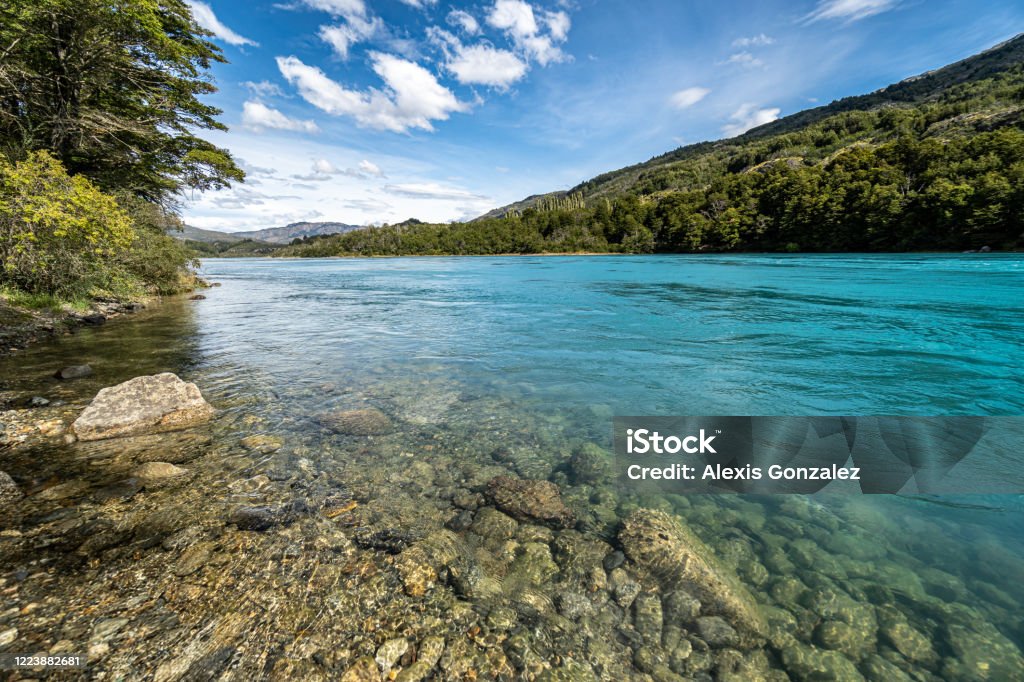 Baker river in the Chilean Patagonia Baker river in the Chilean Patagonia, southern Chile River Stock Photo