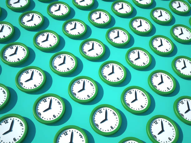 modello orologio 3d - rendering 3d - deadline time clock urgency foto e immagini stock