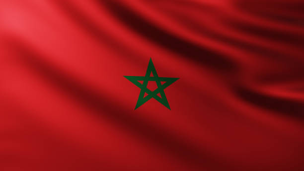 istock Large Flag of Morocco fullscreen background in the wind 1223884036