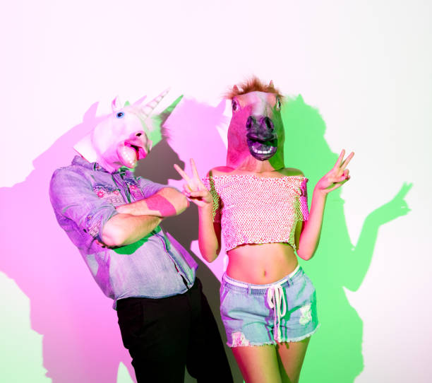 istock Female hipster wearing mask - disguise 1223886572