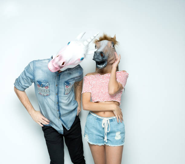 istock Female hipster wearing mask - disguise 1223886746