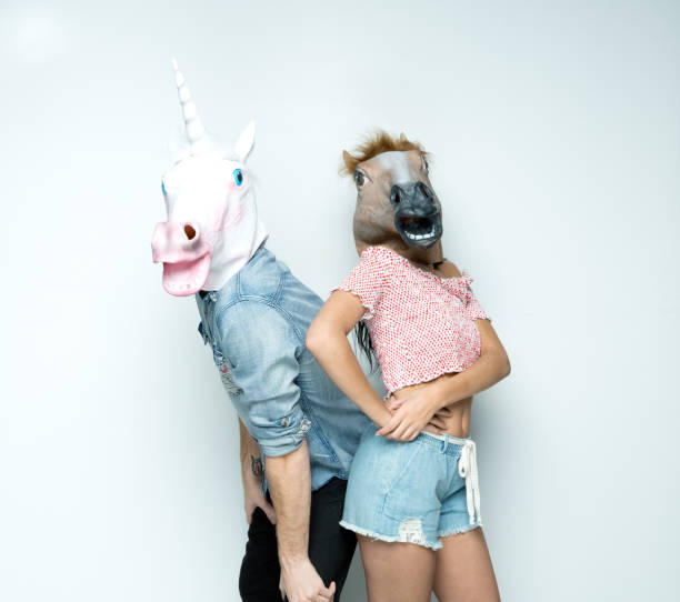 istock Female hipster wearing mask - disguise 1223886781