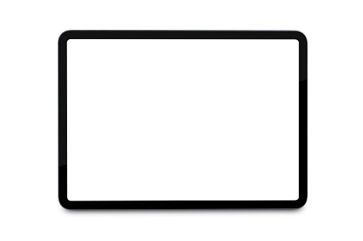 Mockup of a modern black space gray digital tablet isolated on a white background
