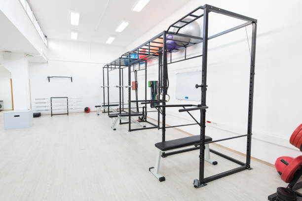 istock Modern Gym Interior With Equipment 1223895843