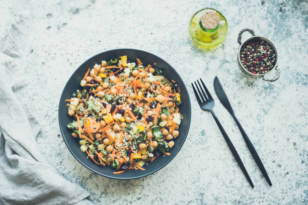 istock Delicious vegetarian quinoa salad with bell pepper 1223895892