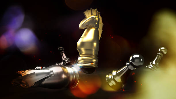 istock knight chess battle in game 3d rendering for business content. 1223897338