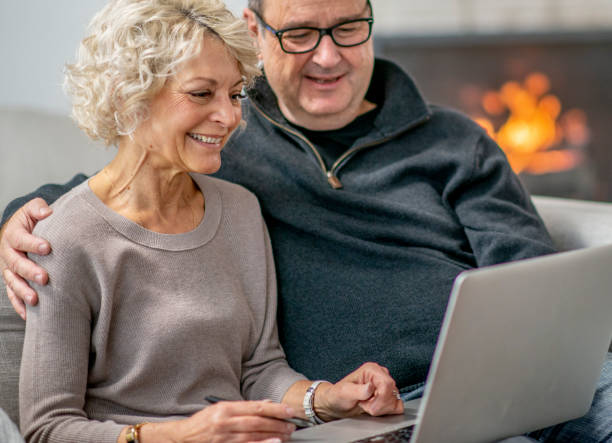 istock Senior couple on a video call 1223900853