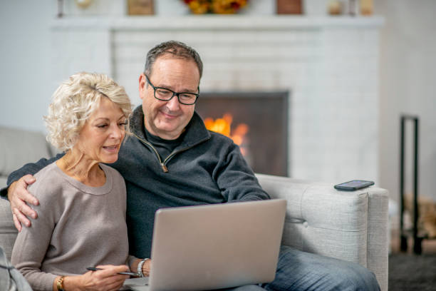 istock Senior couple on a video call 1223900859