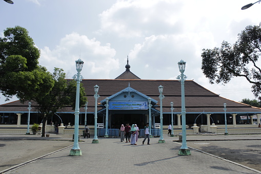 Great Mosque of Surakarta, an ancient mosque in Surakarta with Javanese architecture, Surakarta, Indonesia. The Great Mosque of the Surakarta Palace was built by Sunan Pakubuwono III in 1763 and was completed in 1768. The mosque is located in near the Surakarta Sutanate Palace, Surakarta, Indonesia.