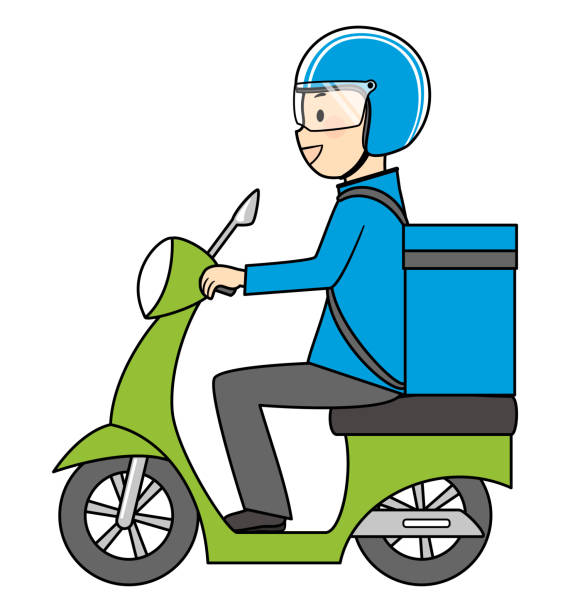 istock illustration of delivery and bike 1223910790