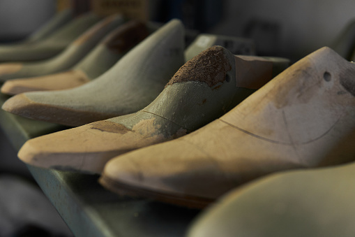 The shape of the foot used for making leather shoes