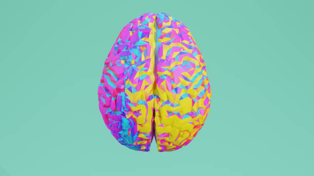 istock Colorful low poly side view brain 3D render isolated on background, for graphic resource 1223918460