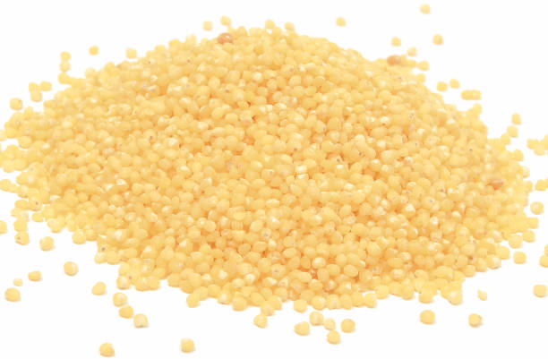 istock Millet groats as source minerals and fiber. White background 1223918792