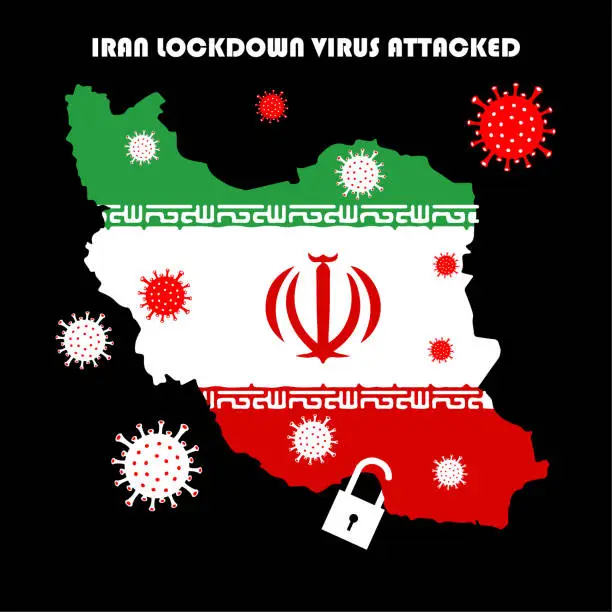 Vector illustration of virus corona disaster attacked iran country illustration