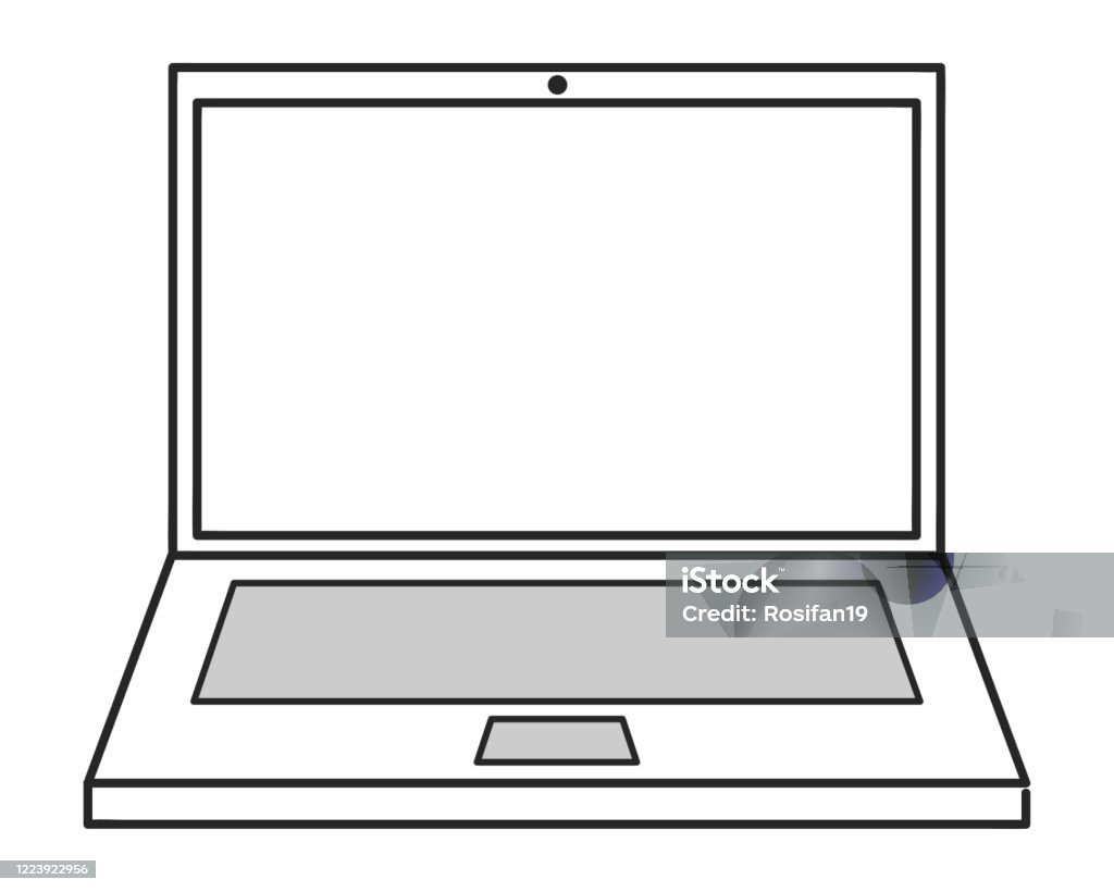 Computer Drawing Blank Inside Laptop Drawing With A Blank Screen Stock Illustration - Download Image ...