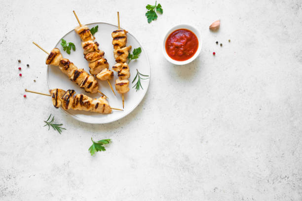 istock Grilled chicken skewers 1223923701