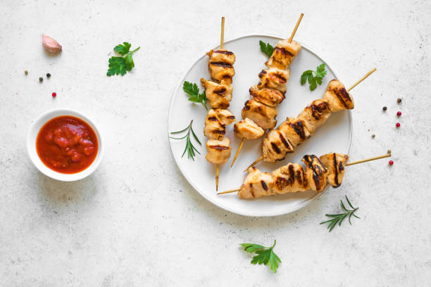 istock Grilled chicken skewers 1223923717