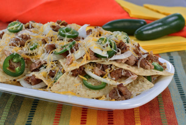 istock Mexican Sausage, Bean and Cheese Nachos Macro 1223926328