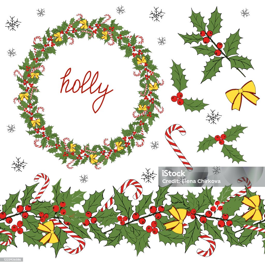 Ảnh Minh Họa Trang Trí Xmas Mùa Đông Cây Tầm Gửi Holly Berry Vòng ...