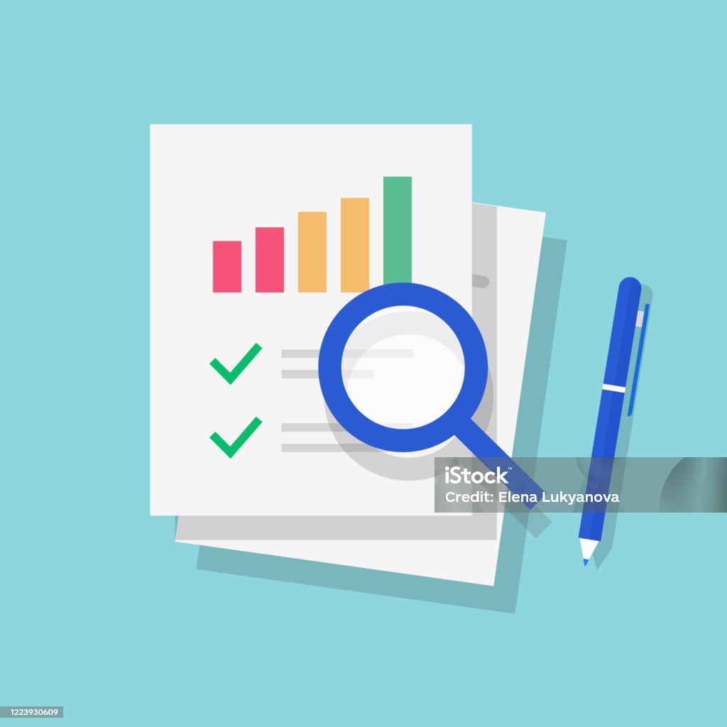 Ilustración de Informe De Auditoría O Investigación De Datos Financieros De Ventas Icono De Dibujos Animados Planos Vectoriales Análisis De Impuestos En Documentos De Hojas De Papel Con Marcas De Verificación O Ilustración de Informe De Auditoría O Investigación De Datos Financieros De Ventas Icono De Dibujos Animados Planos Vectoriales Análisis De Impuestos En Documentos De Hojas De Papel Con Marcas De Verificación O