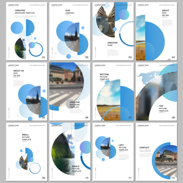 ilustrações de stock, clip art, desenhos animados e ícones de a4 brochure layout of covers design templates for flyer leaflet, a4 format brochure design, report, presentation, magazine cover, book design. simple background with circles, geometric round shapes. - format a4